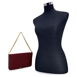 Dior-Christian Vintage Burgundy Oblique Logo Canvas Shoulder Bag-Dark red