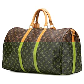 Louis Vuitton-Louis Vuitton Brown Monogram Keepall Bandouliere 50-Brown