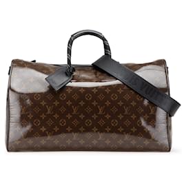 Louis Vuitton-Louis Vuitton Brown Monogram Glaze Keepall Bandouliere 50-Brown