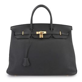 Hermès Hermes Birkin 40 Handbag in Black Togo Leather Black