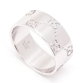Gucci Icon Wide Band Ring in 18K White Gold Silvery