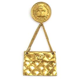 Chanel Goldene Metallbrosche Golden