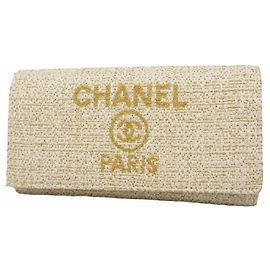Chanel Long Wallet Deauville Tweed in White White