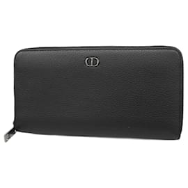 Christian Dior-Christian Dior Black Leather Long Wallet-Black