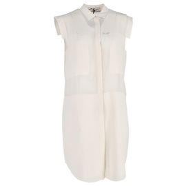 Alexander Wang Button-Down Mini-Hemdkleid aus cremefarbener Seide Weiß Roh