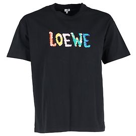 Camiseta de algodão preta com bordado da marca Loewe Preto