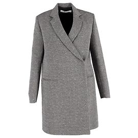 Victoria Beckham Overlap Coat in Grey Wool Grey