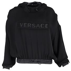 Versace Sportswear Hoodie aus schwarzer Seide Schwarz