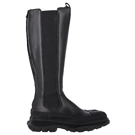 Botas altas Tread Slick en cuero negro de Alexander McQueen Negro