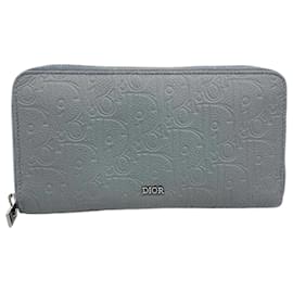 Christian Dior-Christian Dior Long Wallet in Gray Leather-Brown