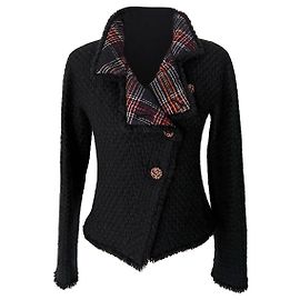 Chanel New Paris / Edinburgh Iconic Black Tartan Tweed Jacket Black