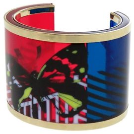 Christian Dior D-Jungle Pop Skeleton Butterfly Bangle Red Blue Golden