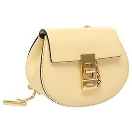 Chloé Chloe Drew Chain Mini Backpack Leather Cream Gold Auth 123570 Golden Cream