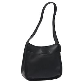 Coach Shoulder Bag Leather Black Silver Auth am8529 Black Silvery