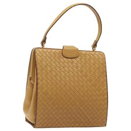 Autre Marque BOTTEGA VENETA INTRECCIATO Bolsa de mão em couro bege Auth am8534 Bege