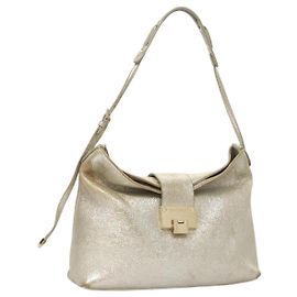 Jimmy Choo Schultertasche Leder Gold Silber Authentisch BA2540 Silber Golden