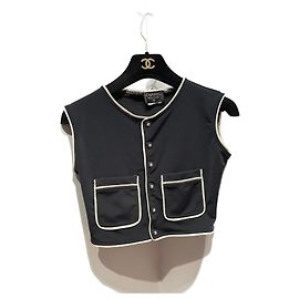 Chanel Crop Top Schwarz Weiß Polyamid Schwarz Weiß