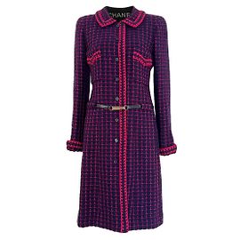 Chanel Casaco de tweed Rarefied Collectors com cinto logo 40 FR Multicor