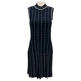 Jonathan Simkhai Simkhai Navy / White Stitching Sleeveless Stretch Knit Dress Navy blue