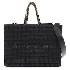 Givenchy-Givenchy G Tote Canvas Leather Tote Bag-Black