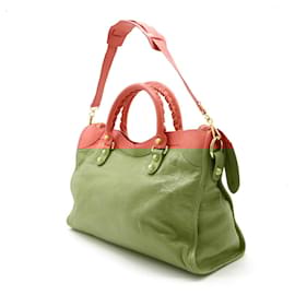 Balenciaga-Balenciaga Giant City Leather 2way Bag-Pink