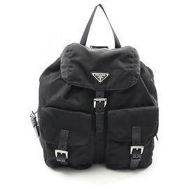 Prada VELA Nylon Saffiano Leather Backpack Black