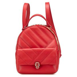 Bulgari Bvlgari Serpenti Cabochon Leather Mini Backpack Red