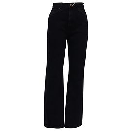 Khaite Danielle High-Rise Flared Jeans in Black Cotton Denim Black