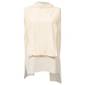 Ärmellose Bluse Valentino Garavani aus ivory Seide Weiß Roh