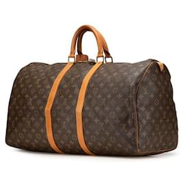 Louis Vuitton-Louis Vuitton Keepall Monogram Boston Bag-Metallic,Bronze