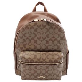 Coach Charlie PVC Coated Canvas Leather Backpack Brown