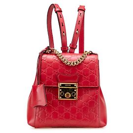 Gucci Padlock Guccissima Leather Backpack Red