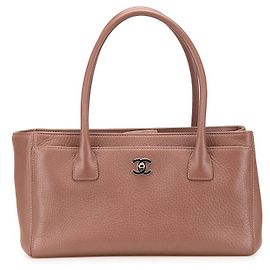 Bolsa Tote de Couro Chanel Roxo