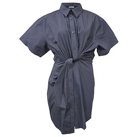 T By Alexander Wang Alexander Wang T Twisted Placket Kleid aus schwarzer Baumwolle Schwarz