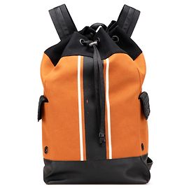 Bottega Veneta Orange Canvas Drawstring Backpack Black Orange