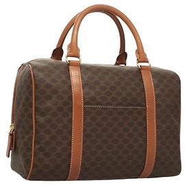 Céline Bolsa de mão em lona Macadam CELINE em couro PVC marrom dourado Auth yk18442V Marrom Dourado