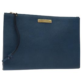 Chloé Chloe Clutch Bag aus Leder Blau Gold Auth BA2526 Blau Golden