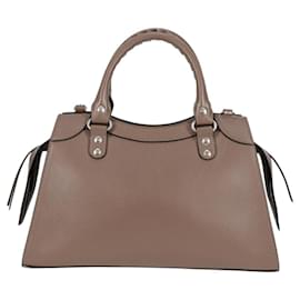 Balenciaga-BALENCIAGA Neo Classic City S Bag Leather 2way Brown Silver 638521 Auth PP590M-Brown,Silvery