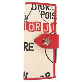 Christian Dior Hardcore Key Case Canvas White Red Auth 124776 White Red