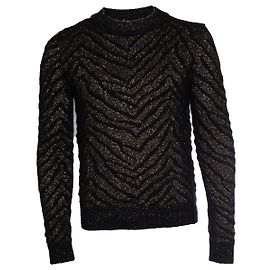Saint Laurent, pull ras du cou en jacquard noir et or 2018 Noir Doré