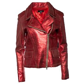 Giorgio Armani Rote metallische Lederbikerjacke Arma Rot