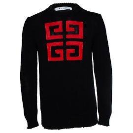 Suéter de punto de algodón con logo Givenchy Negro Roja