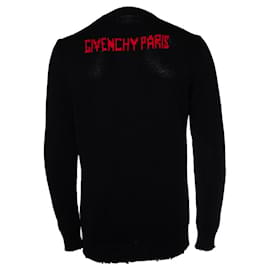 Givenchy-Givenchy, Logo cotton knit sweater-Black,Red