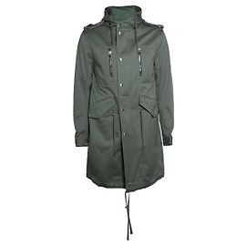 Balmain, parka con capucha de algodón verde Verde