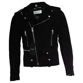 Schwarze Wildleder-Bikerjacke von Saint Laurent, 2017 Schwarz