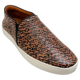 Rag & Bone Black / Brown Woven Printed Slip On Sneakers Brown