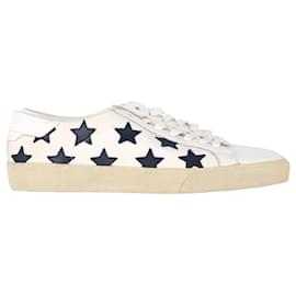 Saint Laurent-Saint Laurent SL/06 Low-Top Star Sneakers in White Leather-White,Cream