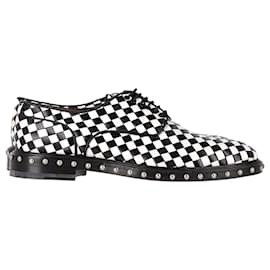 Givenchy-Givenchy Checkered Lace Up Oxfords in Black Leather-Other