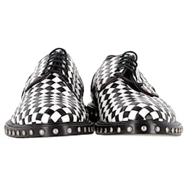 Givenchy-Givenchy Checkered Lace Up Oxfords in Black Leather-Other