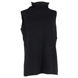 Nili Lotan Sleeveless Sweater Top in Black Wool Black